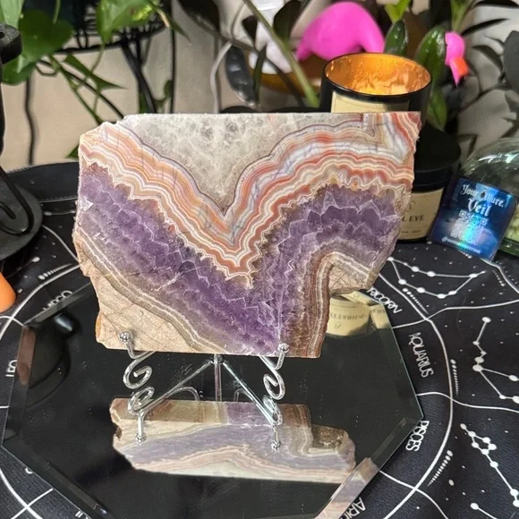 Amethyst Agate Slab on Stand - Picture 3 of 9